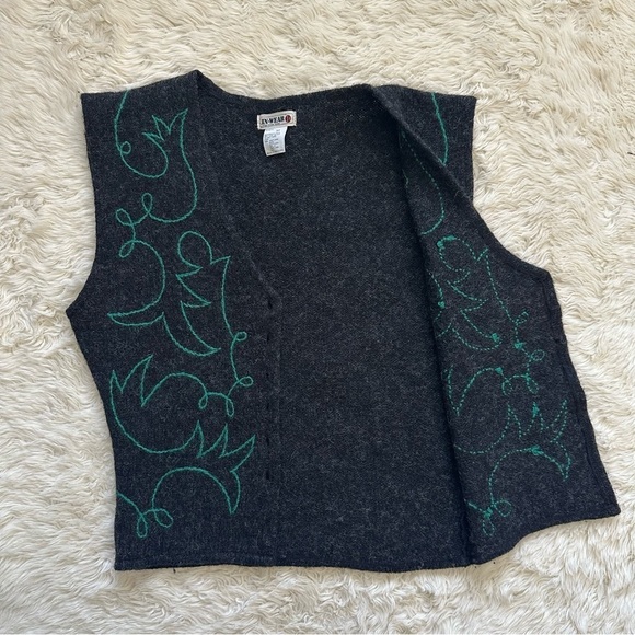 Vintage Sweater Vest InWear Design Kirsten Teisner 100% Shetland Wool Gray M - Picture 3 of 10